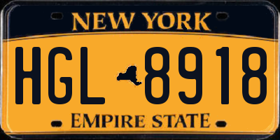 NY license plate HGL8918