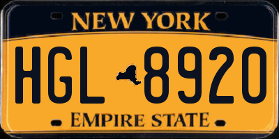 NY license plate HGL8920