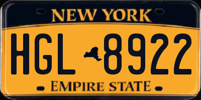 NY license plate HGL8922