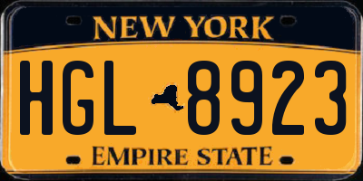 NY license plate HGL8923