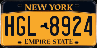 NY license plate HGL8924