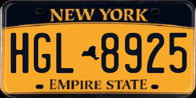 NY license plate HGL8925