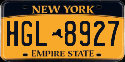 NY license plate HGL8927