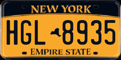 NY license plate HGL8935