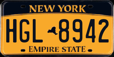 NY license plate HGL8942