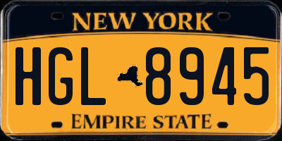 NY license plate HGL8945