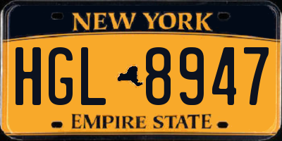 NY license plate HGL8947