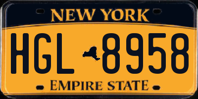 NY license plate HGL8958