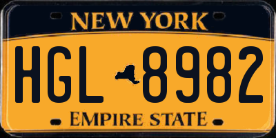 NY license plate HGL8982