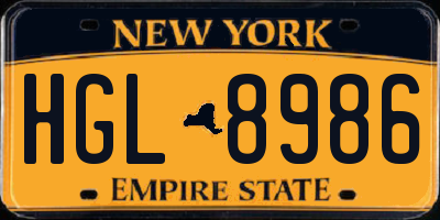 NY license plate HGL8986