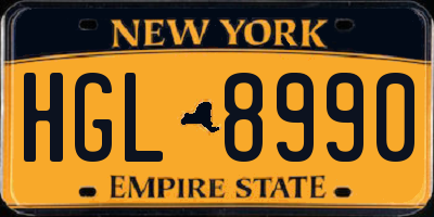 NY license plate HGL8990