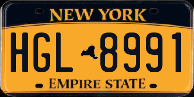 NY license plate HGL8991