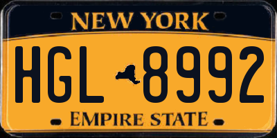 NY license plate HGL8992