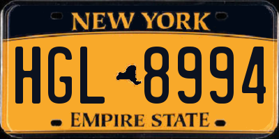 NY license plate HGL8994