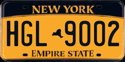 NY license plate HGL9002