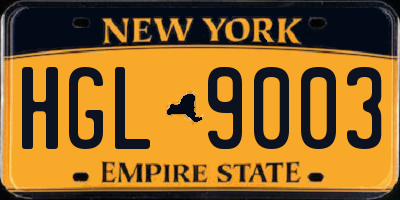 NY license plate HGL9003