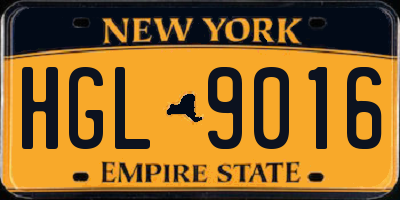 NY license plate HGL9016