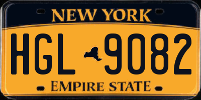 NY license plate HGL9082