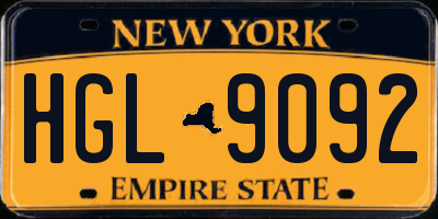 NY license plate HGL9092