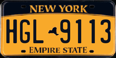 NY license plate HGL9113