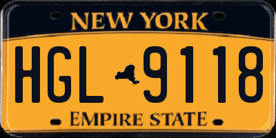 NY license plate HGL9118