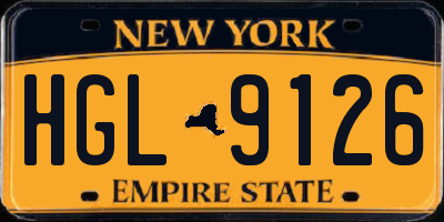 NY license plate HGL9126