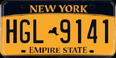NY license plate HGL9141