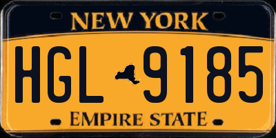 NY license plate HGL9185