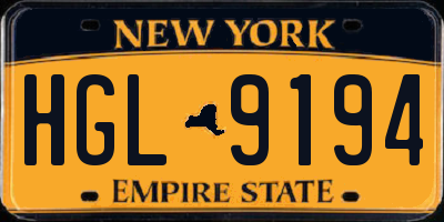 NY license plate HGL9194