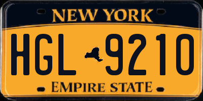 NY license plate HGL9210