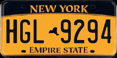 NY license plate HGL9294