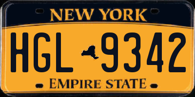NY license plate HGL9342