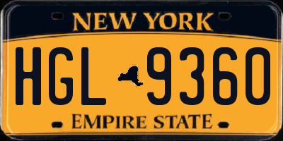 NY license plate HGL9360