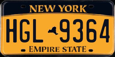 NY license plate HGL9364