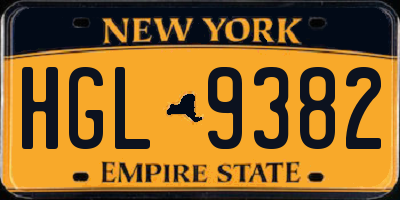NY license plate HGL9382
