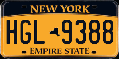 NY license plate HGL9388