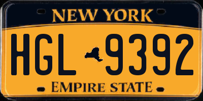 NY license plate HGL9392