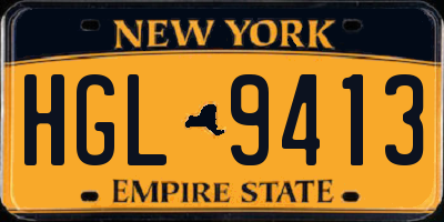 NY license plate HGL9413