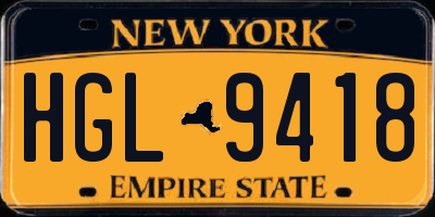 NY license plate HGL9418