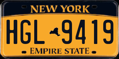 NY license plate HGL9419