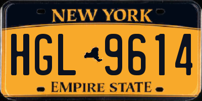 NY license plate HGL9614