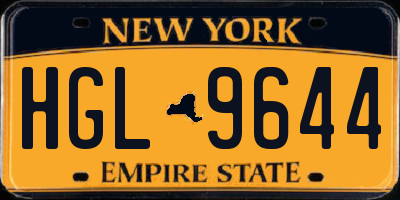 NY license plate HGL9644