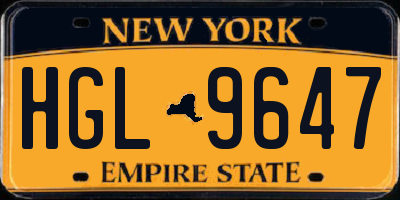 NY license plate HGL9647