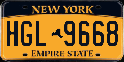 NY license plate HGL9668