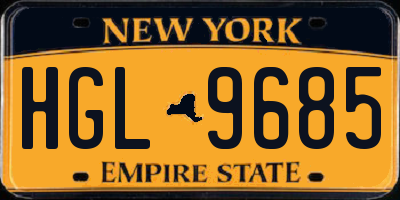 NY license plate HGL9685