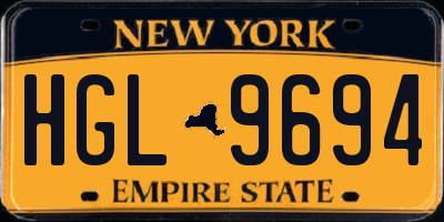 NY license plate HGL9694