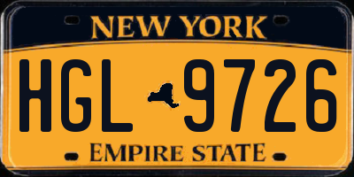 NY license plate HGL9726