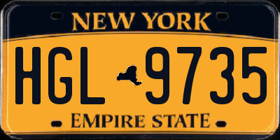 NY license plate HGL9735