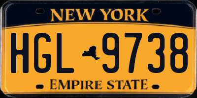 NY license plate HGL9738