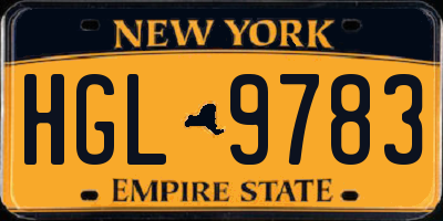 NY license plate HGL9783